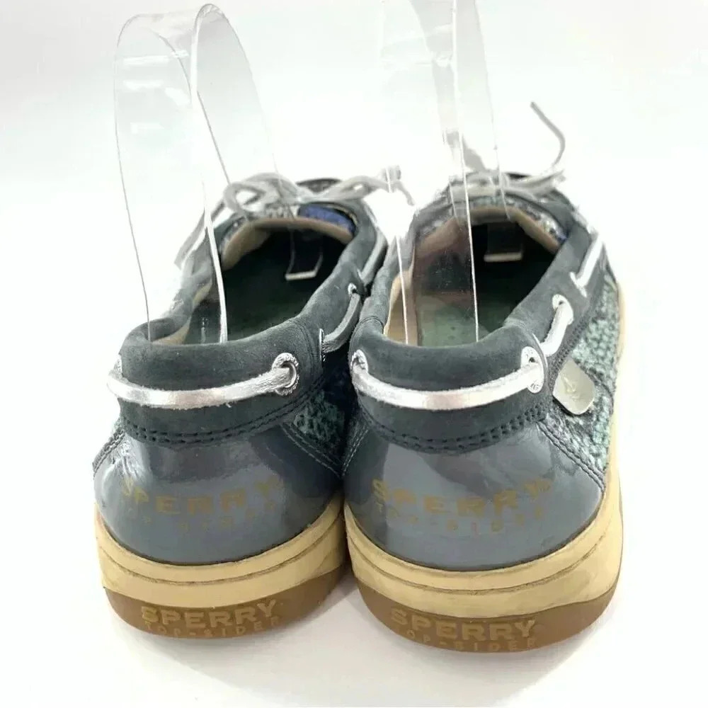 Sperry womens flats size 8.5 blue green suede sequins boat shoes nautical - Picture 3 of 12